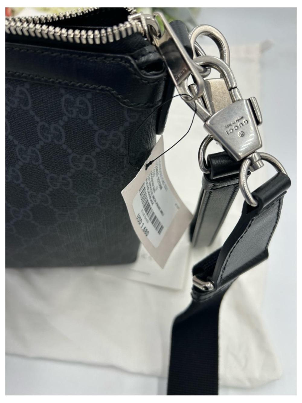 Gucci Black GG Monogram Messenger Crossbody Bag detachable strap made in Italy - Picture 6 of 11
